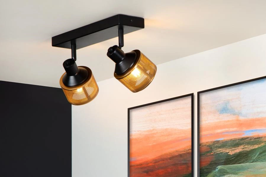 Lucide RAFA - Spot plafond - 2xE14 - Noir - ambiance 1